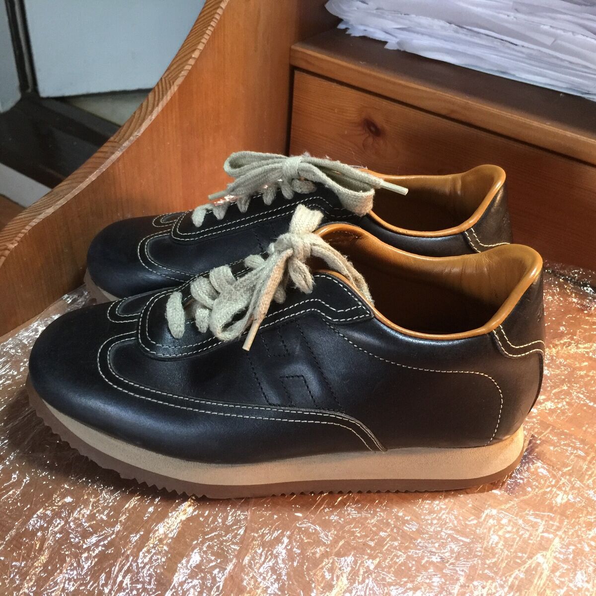 HERMES BLACK $1350 SNEAKERS ATHLETIC WALKING SHOES SIZE 36.5 HERMES BLACK $1350 SNEAKERS ATHLETIC WALKING SHOES SIZE 36.5