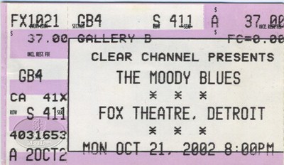 MOODY BLUES 2002 TOUR Concert Ticket Stub Fox Theatre Detroit | eBay
