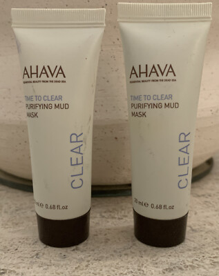 2x AHAVA Time To Clear Purifying Mud Mask New Travel Size 6 g/0.21 oz