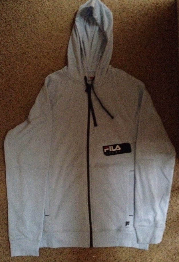 Felpa con cappuccio FILA SPORT Jefferson (full zip) nuova con etichette blu chiaro ghiaccio taglia small