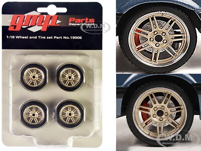 7-SPOKE CUSTOM WHEELS & TIRES 4 PIECE SET FOR 1/18 SCALE MODELS BY GMP 19006