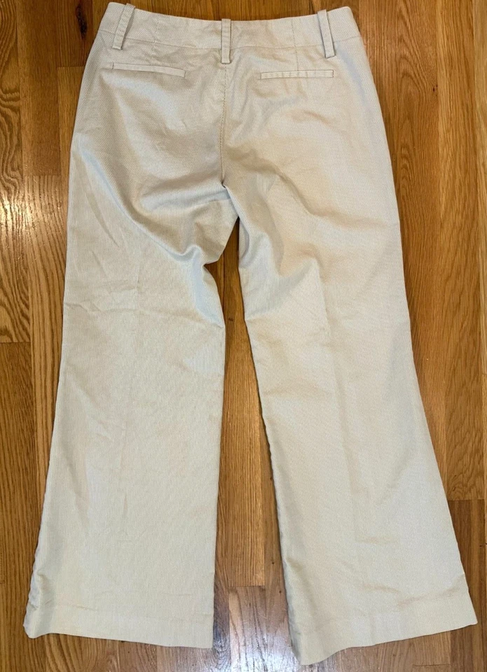 Pantalón ELIE TAHARI Mujer Pierna Ancha Tostado Blanco Rayas Talla 4 Campana Parte Inferior Acampanado Foto 4 de 4