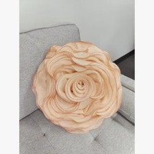 Peach Chiffon Rose Decorative Throw Pillow   16" Round