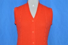 vintage 70s GINA MORETTI RED CABLE KNIT ACRYLIC WOMEN'S VEST SWEATER 38 MEDIUM M