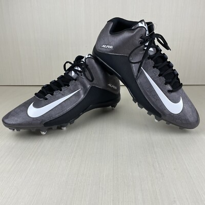 Nike Alpha Strike 2 Football Cleats Mid D Black / Dark Grey 725228-010 Size 16