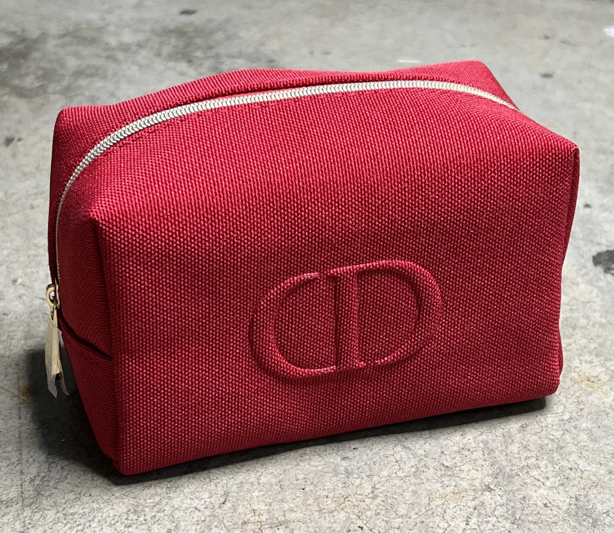 Dior makeup bag red textile CD NEW cosmetic case