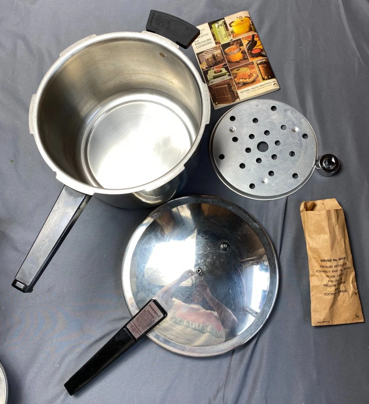 Vintage Presto, Pressure Cooker 409A STAINLESS STEEL, 6qt W/ Instructions Book