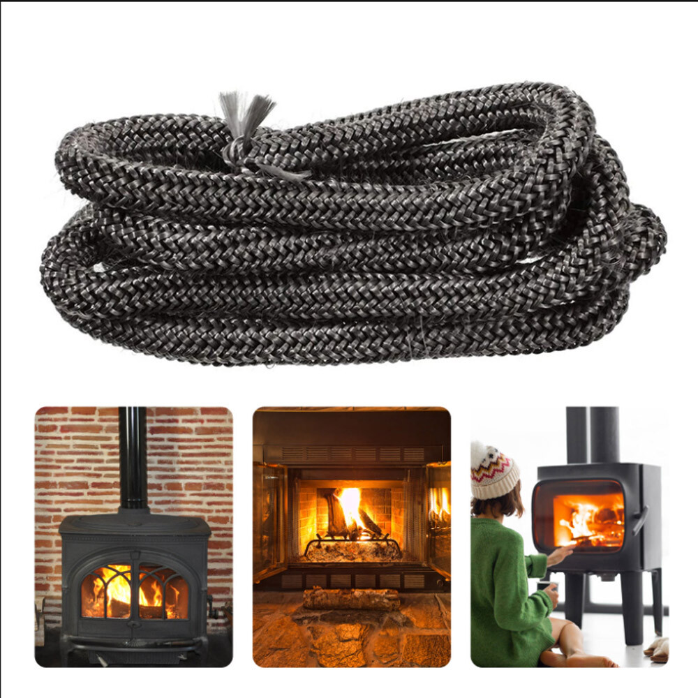 Yuanpgky Flachdichtung Aus Fiberglas – 10 Mm X 2 Mm, Hitzebeständig Bis 550°C, Für Ofen-, Kamin- Und Kesseltüren, 2 Meter, Schwarz