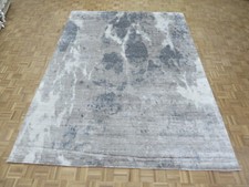 9'1 x 12'2 Hand Knotted Gray Modern Abstract Oriental Rug With Silk G9226