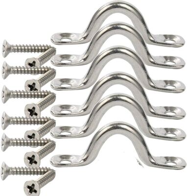 6 PCS Stainless Steel Bimini Boat Top PAD Eye Straps Tie Down Kayak Deck Loops