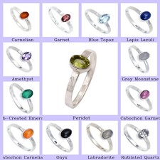 Natural Peridot Gemstone Band Ring Size 925 Sterling Silver Jewelry