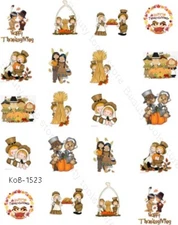 Nail Art Water Transfer Stickers Decals Thanksgiving Kids  KoB-1523