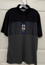 NWT Pebble Beach size L black grey dry luxe short sleeve polo shirt mens
