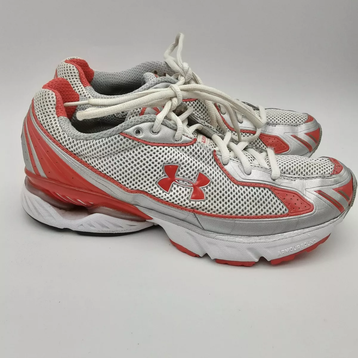 Under Armour Cartilage FootSleeve Womens Sz 9 White Orange Silver Running Shoes