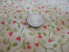 1/2 yd Vintage Red flowers and vines Cotton fabric raggedy Ann