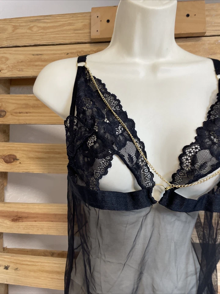 NWT Dreamgirls Black Lace Lingerie Teddy Woman's Size Queen BDSM KG JD - Image 2 of 4