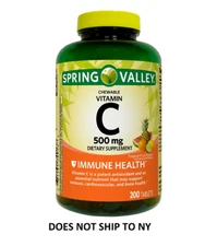 Spring Valley Vitamin C Chewable Tablets Dietary Supplement, 500 mg, 200 Count