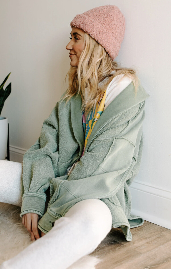 Флисовая куртка Free People Jordan с отворотом назад, S $128, Отбеленная в стиле милитари