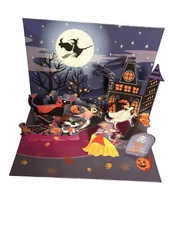 Halloween Pop Up Card Witches Scary Ghost Black Cat Pumpkin Cemetery Haunted Fun