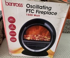 1500w Oscillating Fire Stove Fireplace Flame Effect Electric Portable Heater New