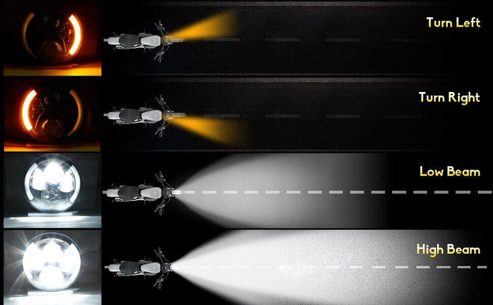 Pair 7Inch LED Headlights DRL Turn Signal Halo for Suzuki Sierra SJ80 SJ80V LJ80 - Image 2 of 4