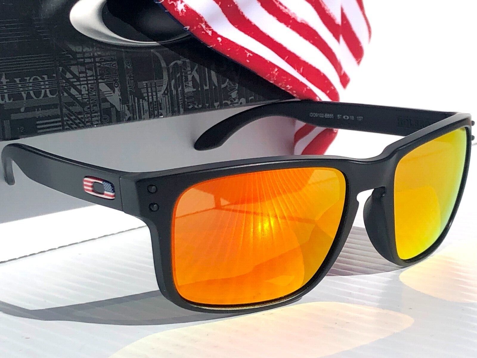 NEW Oakley BATWOLF Black Matte USA Flag POLARIZED Galaxy Ruby