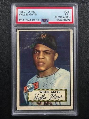 WILLIE MAYS PSA 1 1952 TOPPS BASEBALL #261 SIGNED DNA AUTOGRAPH AUTO RARE HOF RC