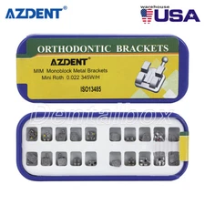 AZDENT Dental Orthodontic Brackets Braces MIM Monoblock Roth.022 Hook 3-4-5