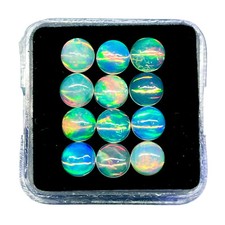 12 Pcs Natural Ethiopian Opal 5.2mm Round Flashy Loose Cabochon Gemstones Lot
