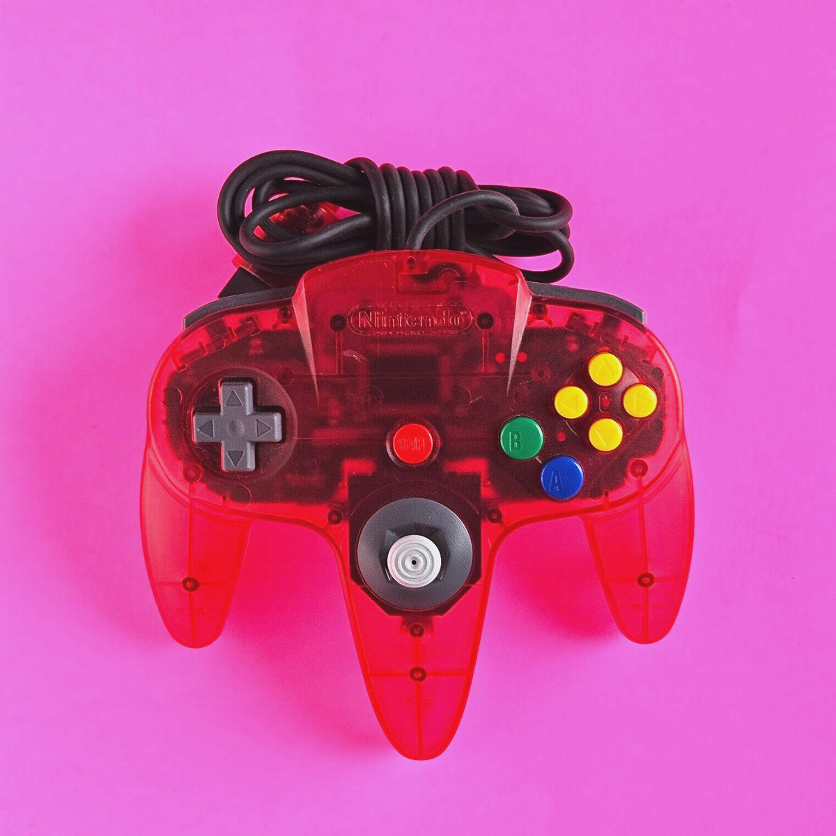 Official Nintendo 64 WATERMELON RED / CLEAR BACK Controller Official Nintendo 64 WATERMELON RED / CLEAR BACK Controller