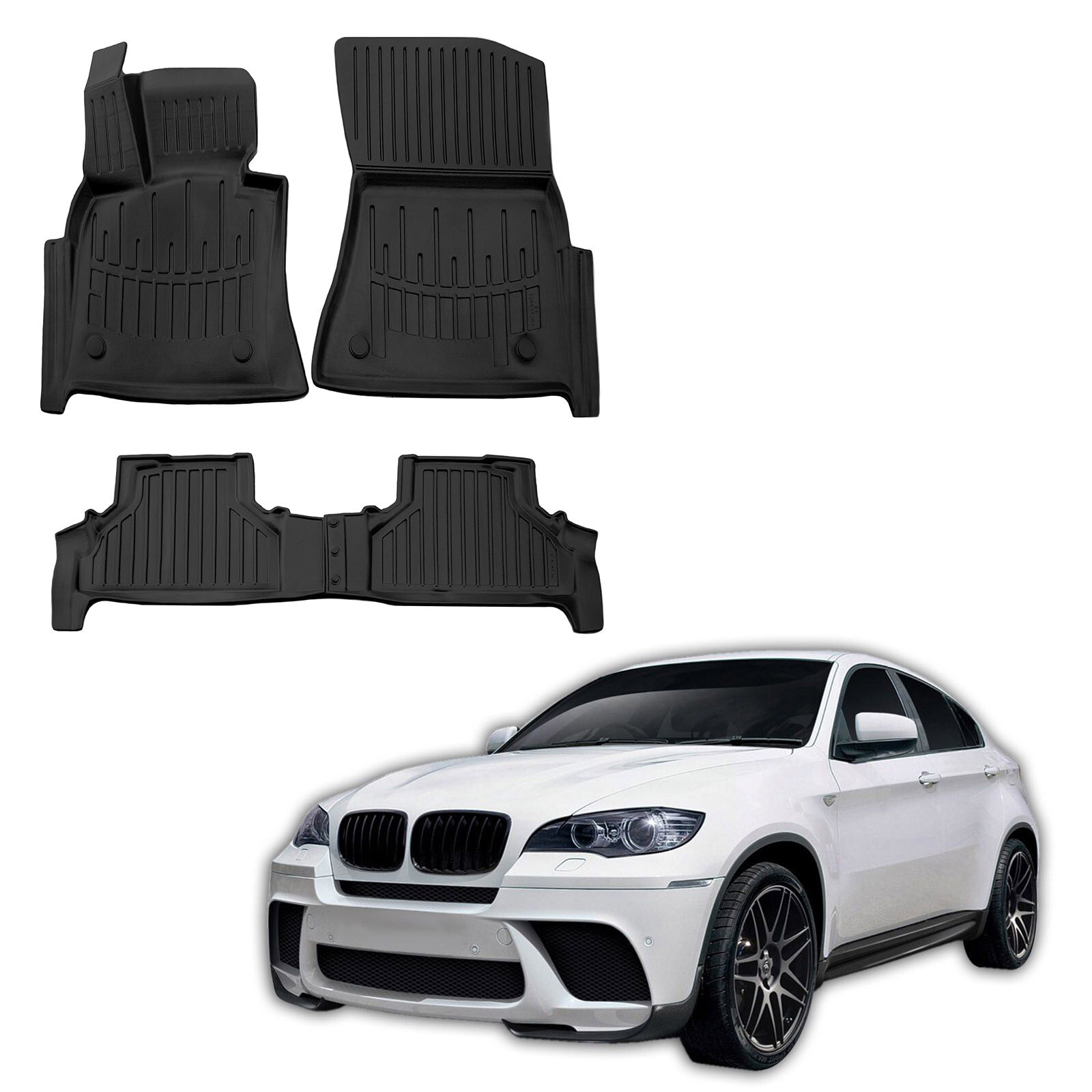 Tapis de sol en caoutchouc BMW X6 E72 2008-2014 jeu 5 pièces 3D sur mesure