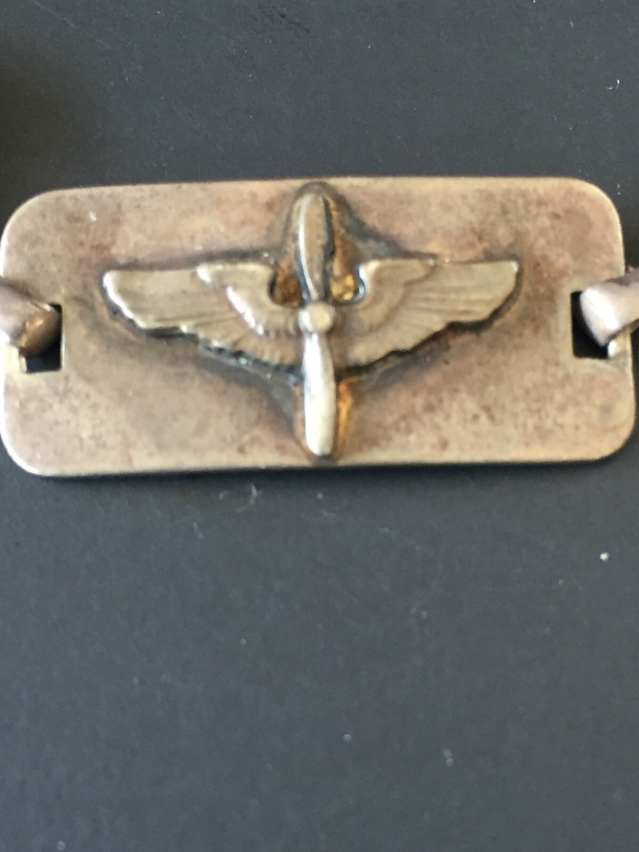 Vintage Sterling Silver WWII US ARMY Air Force Locket ID Bracelet