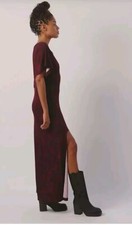 NWOT Free People Jace Maxi Dress Wine Red Floral Side Slit Aize Xsmall