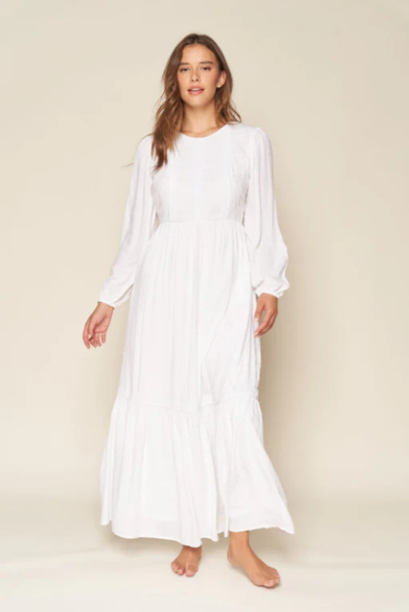 white christmas dresses Petal and Pup Women's Annette Puff Sleeve Shirred Midi Dress main image 0