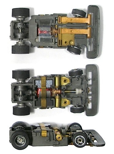 3pc 1991 TYCO TCR GRAY Hub Narrow Chassis Slotless Slot Car Total Control Racing - Picture 2 of 2