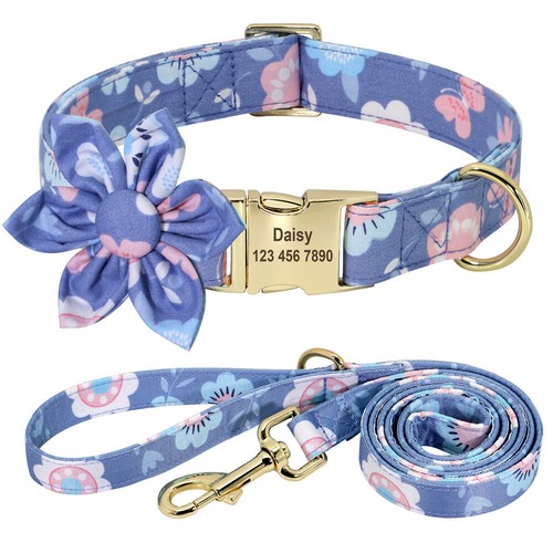 Personalised Dog Collar and Lead Custom ID Name Engraved Tag Collar Adjustable - Picture 13 of 16