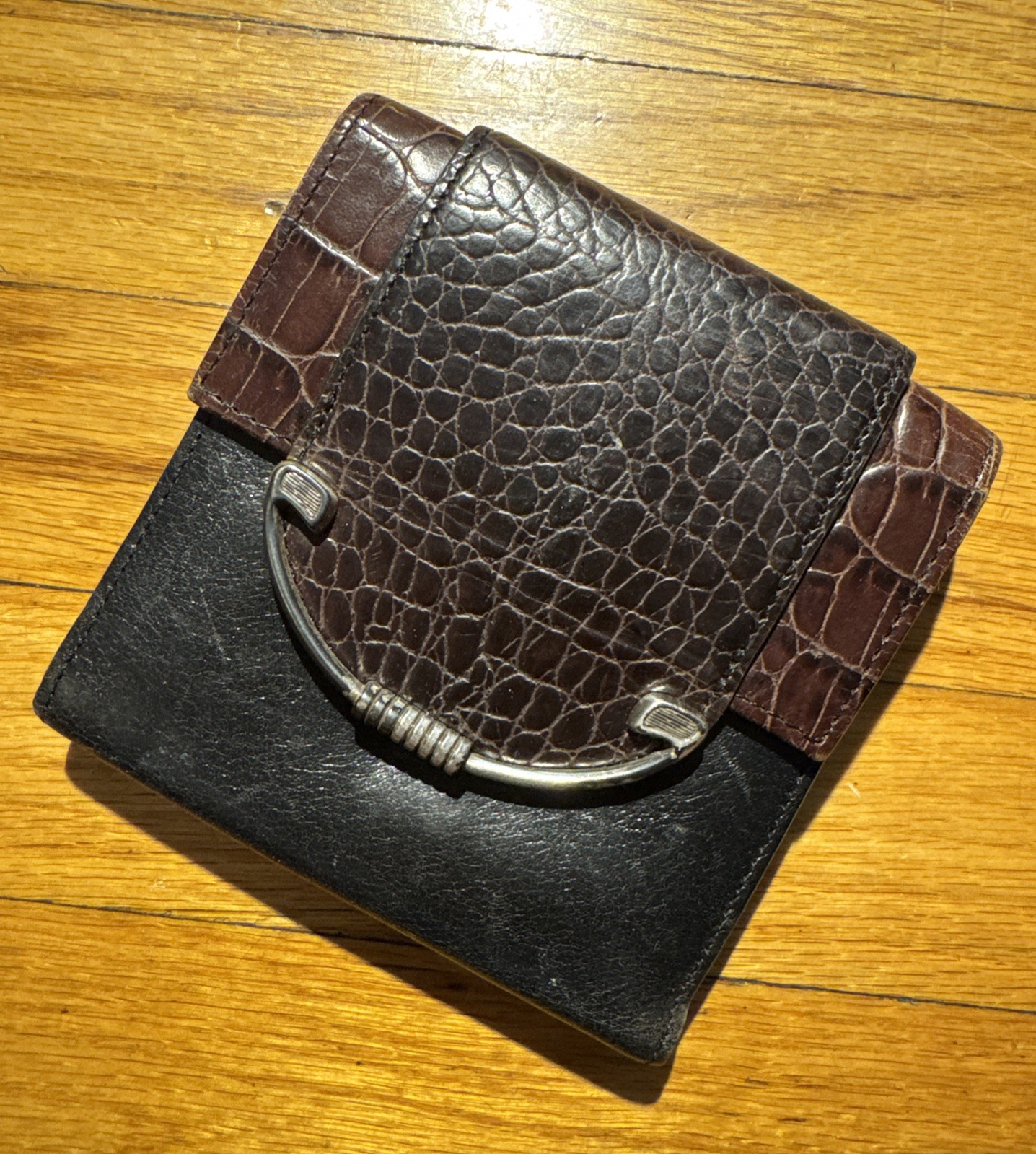 Vintage Brighton Brown CROCODILE EMBOSSED LEATHER… - image 1