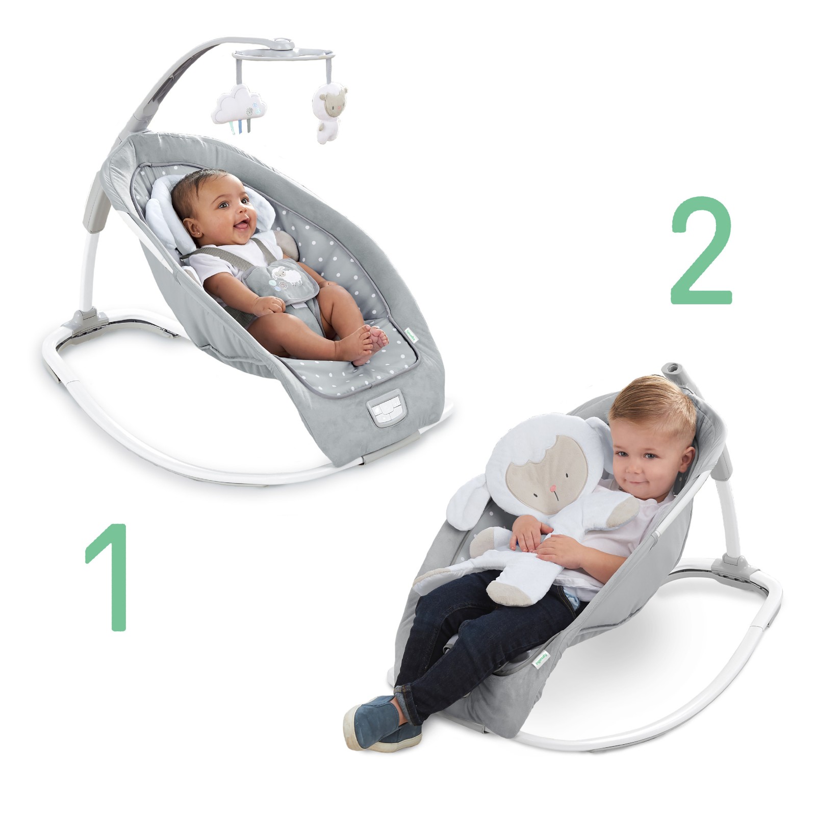 Ingenuity Infant to Toddler Rocker and Baby Bouncer Seat, Cuddle Lamb