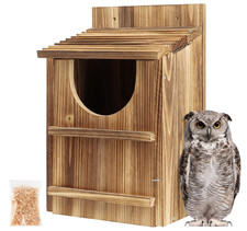 Carbonized Cedar Owl House   Weather-Resistant Outdoor Nesting Box