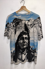 Vintage 90  s AOP Native American Indian Eagle T Shirt Size Large Single Stitch