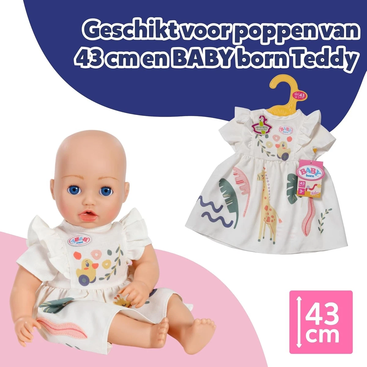 BABY born Giraffe Dress, Safari-Themed Outfit for 43cm Dolls, 871607 Zapf Creati