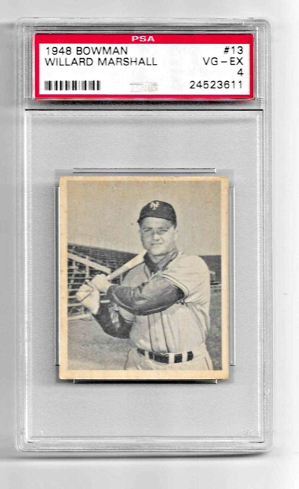 1948 BOWMAN BASEBALL CARD #13 WILLARD MARSHALL RC SP PSA 4 NQ NEW YORK GIANTS