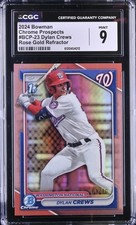 DYLAN CREWS 2024 1ST BOWMAN CHROME ROSE GOLD REF JERSEY #3/10 ~CGC 9~ NATS 🔥 