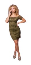 Guess Knit Stretch Lace Mini Dress Sz S Army Green Y2K Coquette Grunge Retro