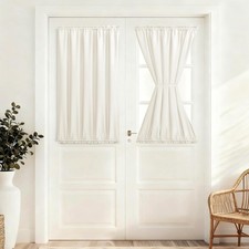 Ivory French Door Curtains, Rod Pocket Thermal Insulated Front Door Curtains ...