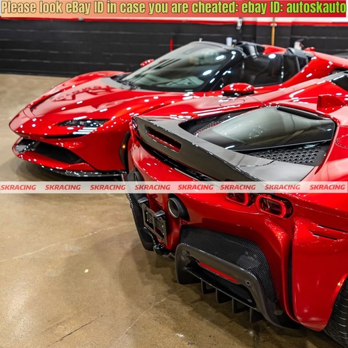 For Ferrari SF90 Dry Carbon Fiber Front Rear Lip Side Skirts Spoiler Wing Kits - Picture 32 of 104