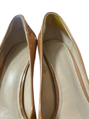 JOAN & DAVID FLIPP Patent Leather Pump Shoes 7.5M Beige Platform Real Leather - Picture 15 of 17