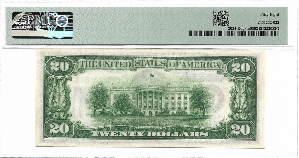 1934 $20 DALLAS FRN. PMG Choice About Uncirculated 58 Banknote. MULE - Image 2 of 2