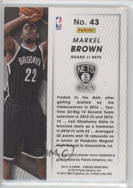 2014-15 Panini Threads Rookie Threads Markel Brown #43 RC - Image 2 of 2