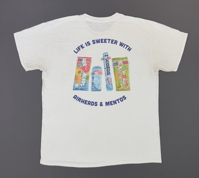 Vintage Y2K Airheads Mentos Candy Snack Promo Rare Food White Fit Large Tee